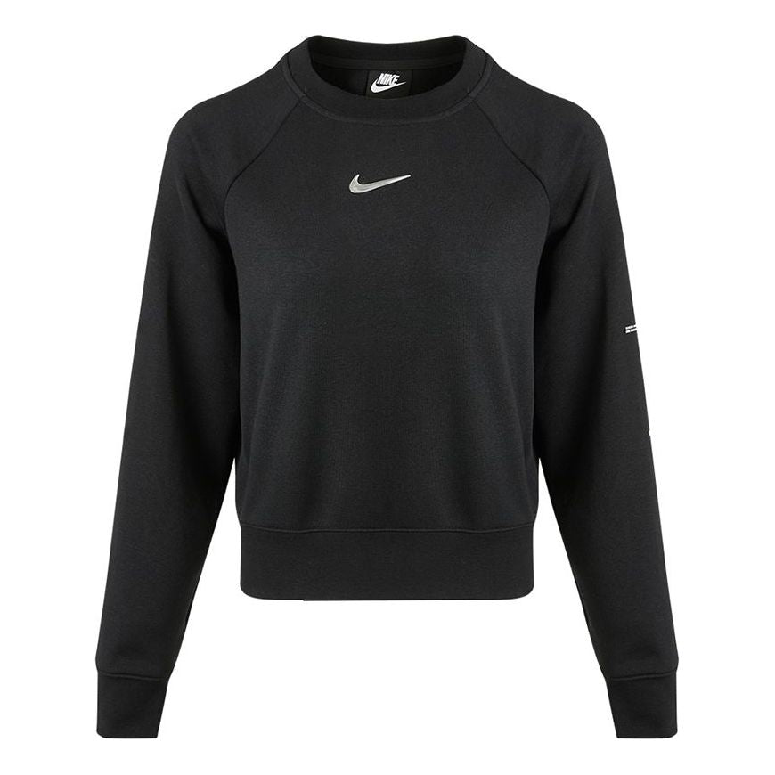 (WMNS) Nike Sportswear Swoosh Casual Sports Round Neck Black Hoodie CZ8891-010