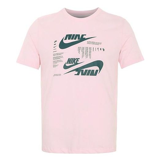 Nike Sportswear Logo Printing Casual Sports Round Neck Short Sleeve Pink DR7816-663