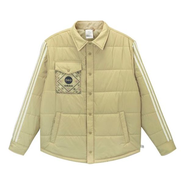 Men's adidas neo Cny Wb Limited Chest Pocket Thermal Cotton Brown Green Jacket HM9889