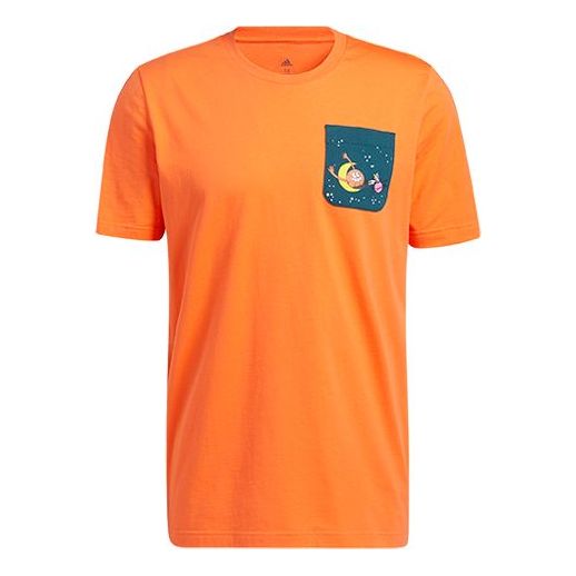 adidas Lil Stripe Pckt Printing Basketball Sports Round Neck Short Sleeve Orange Yellow GQ8378