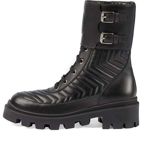 (WMNS) Gucci Frances Interlocking G Combat Boots 'Black' 628855-DH7A0-1000