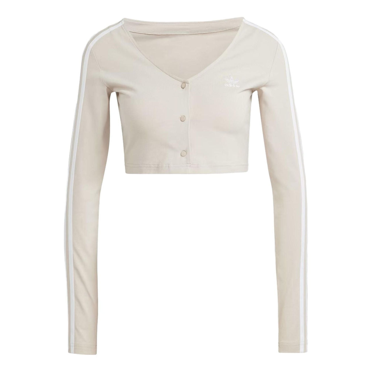 (WMNS) adidas originals Adicolor Classics 3-Stripes Button Long Sleeve Tee 'Beige' II0708