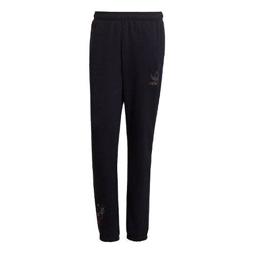 Men's adidas originals x Disney Crossover Solid Color Logo Casual Bundle Feet Sports Pants/Trousers/Joggers Black HF4926