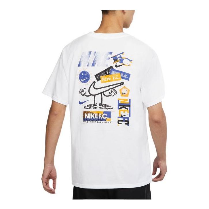 Men's Nike Front And Back Printing Round Neck Short Sleeve Soccer/Football White T-Shirt DH7463-100