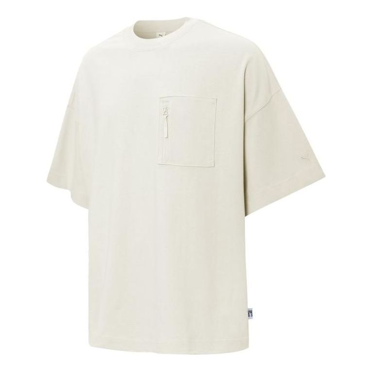 PUMA Logo Pocket T-Shirt 'Beige' 534670-65