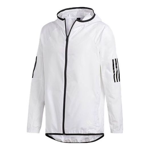adidas Stripe Casual Sports Hooded Jacket White DU1962