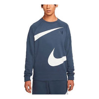 Men's Nike Swoosh Ft Crew Large Logo Printing Knit Round Neck Pullover Blue DD6097-437