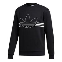 adidas originals OUTLINE TRF CRW Large logo Printing Round Neck Pullover Black ED4687