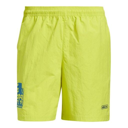 adidas originals Emb Woven Short Embroidered Casual Sports Shorts Yellow Green GN3857