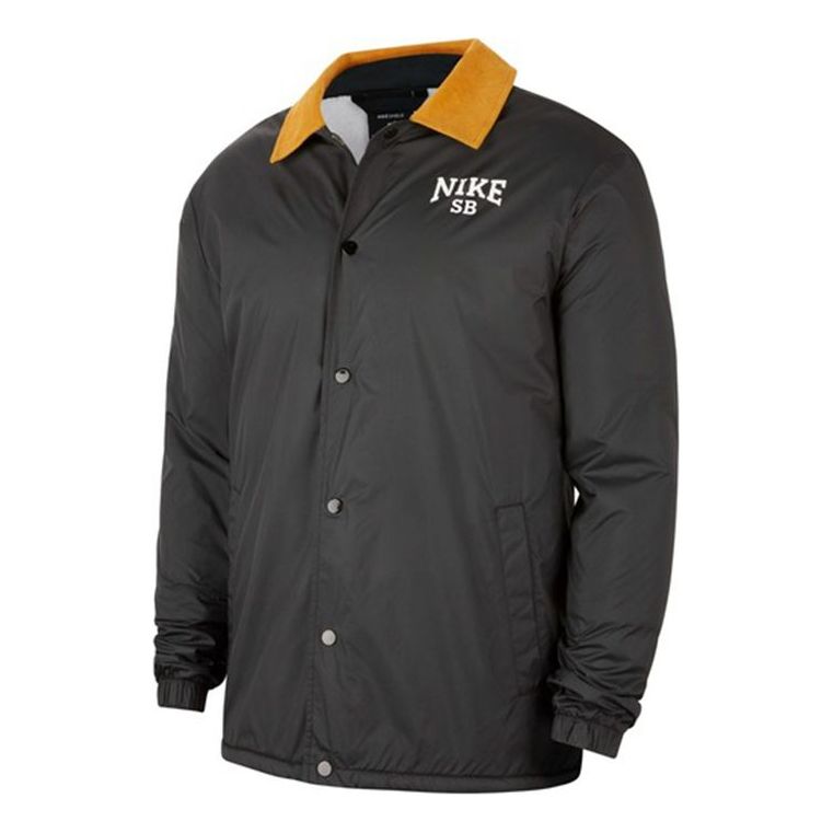 Nike SB logo Printing Fleece Lined Stay Warm corduroy Colorblock Skateboard Jacket Black CK5447-010