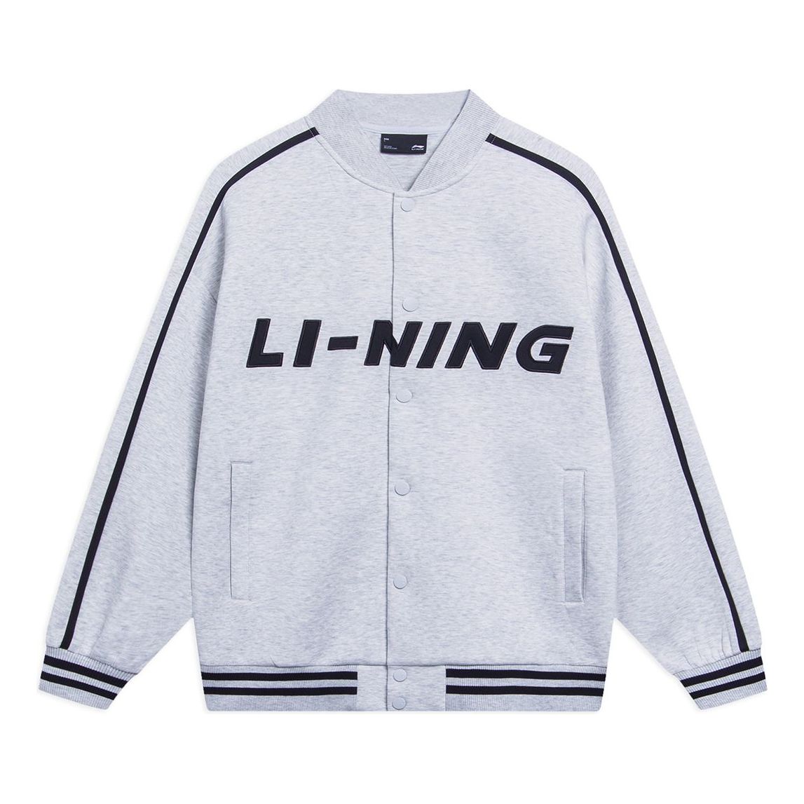 Li-Ning Striped Graphic Baseball Jacket 'Grey Black' AWDT545-4