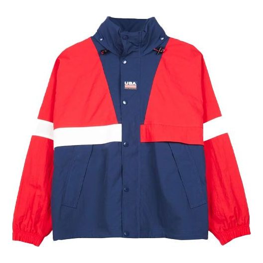 Men's Nike Lab Swoosh Stripe Splicing Storage Simple Colorblock Hooded Jacket Blue 'University Red Midnight Navy' CD6374-657
