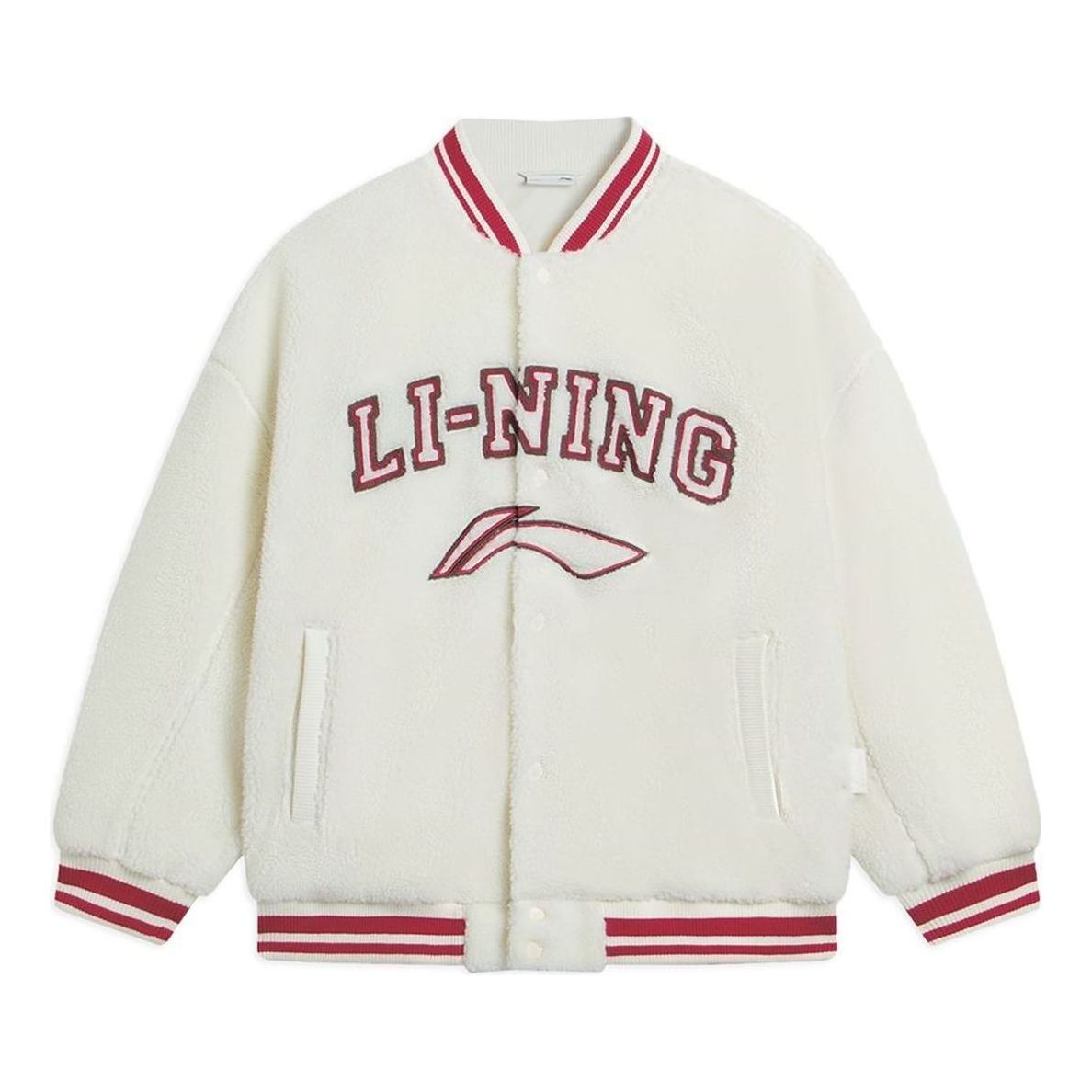 Li-Ning Logo Polar Fleece Baseball Jacket 'Beige Red' AFDSD31-1