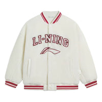 Li-Ning Logo Polar Fleece Baseball Jacket 'Beige Red' AFDSD31-1
