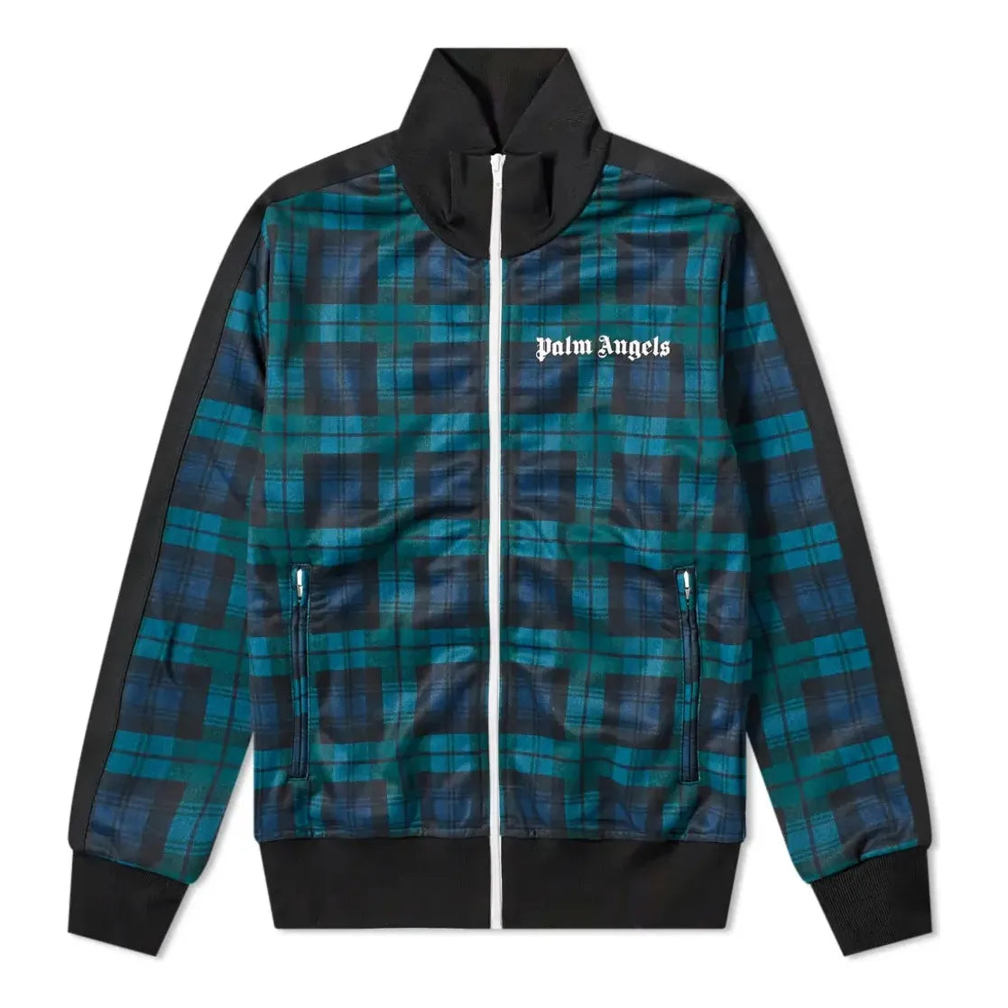 Palm Angels Black Watch Tartan Track Jacket 'Navy Green' PMBD001E20FAB0041201