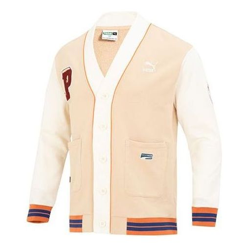 PUMA Team Badge V-neck Jacket 'Beige' 677374-67