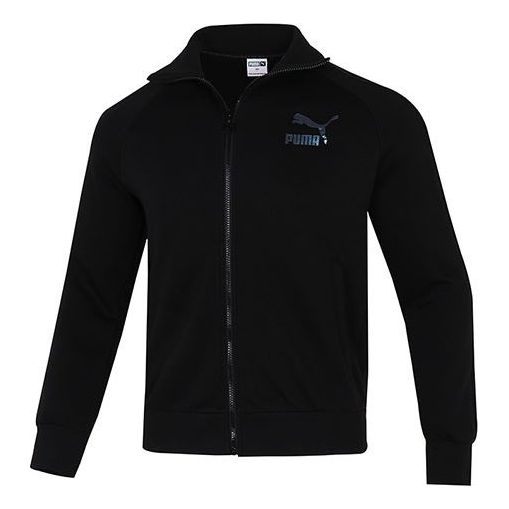 PUMA Iconic T7 Retro logo Sports Stand Collar Jacket Black 531377-95