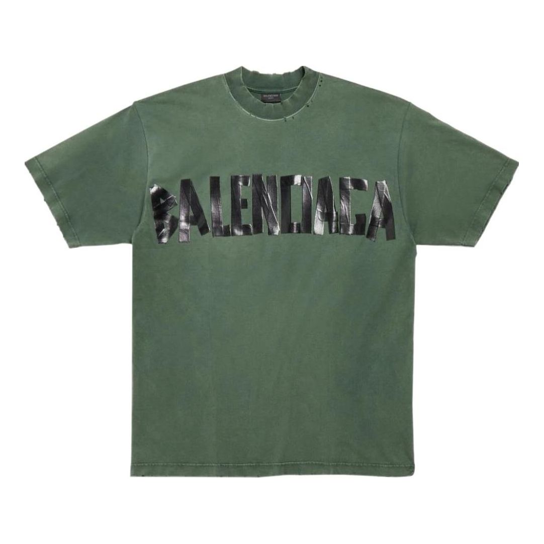 Balenciaga New Tape Type T-shirt Medium Fit 'Dark Green' 739784TQVQ83004