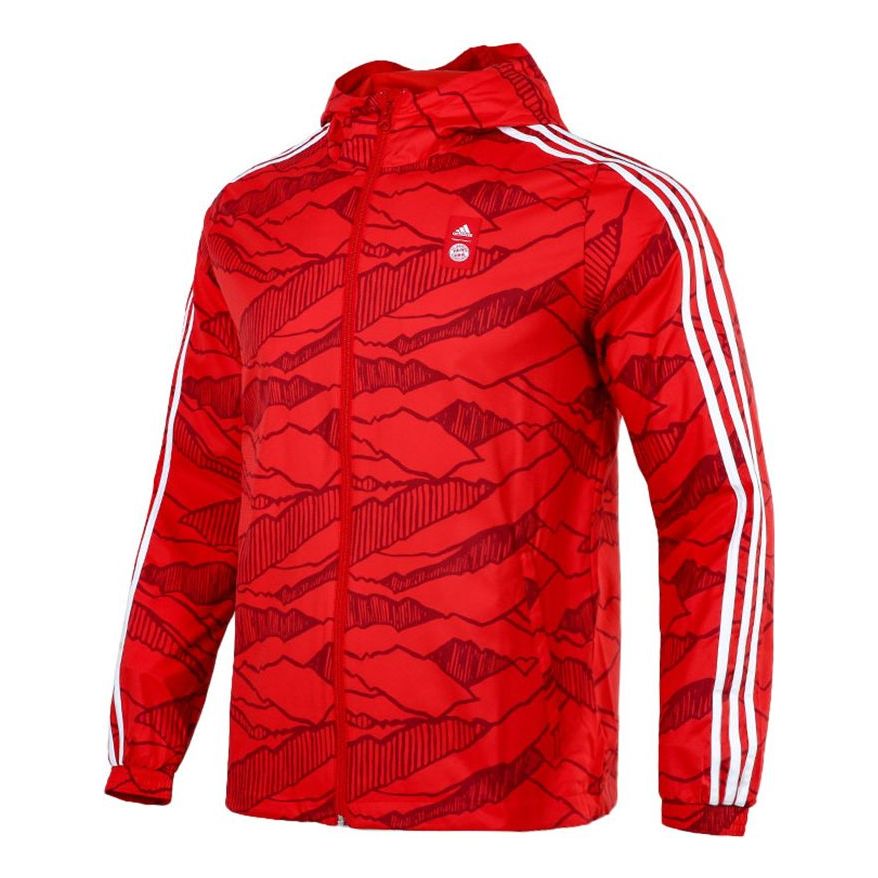 Men's adidas Soccer/Football Training Windproof Quick Dry Casual Woven Hooded Jacket Red GR0683