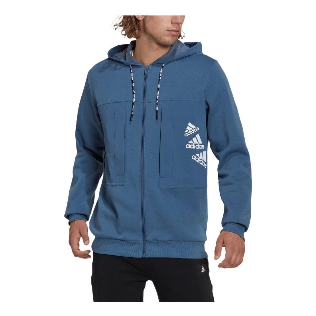 adidas BrandLove Fleece Full-Zip Hoodie 'Blue' HL9379