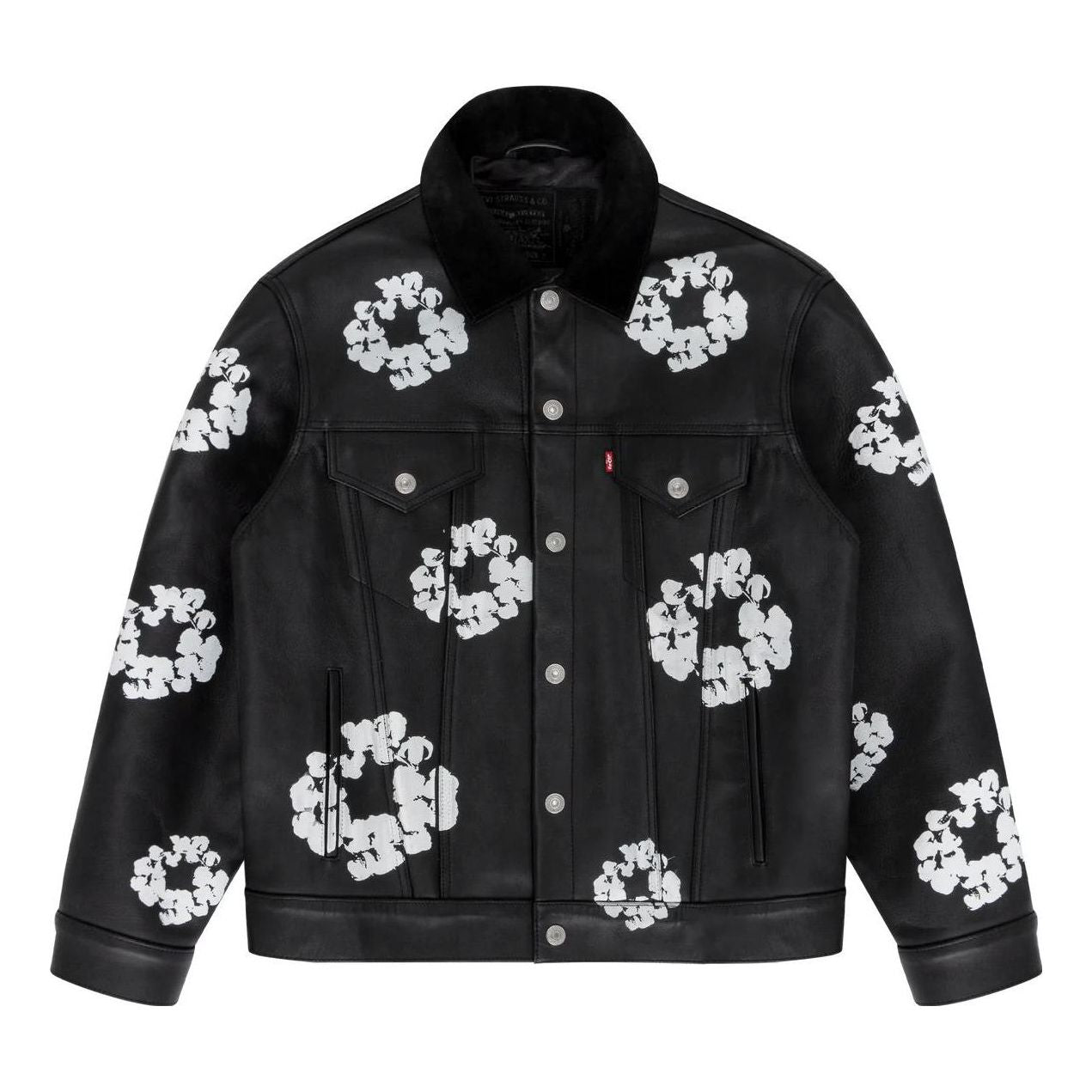 Denim Tears x Levi's FW23 Leather Cotton Wreath Type Iii Jacket 'Black' A5613-0000