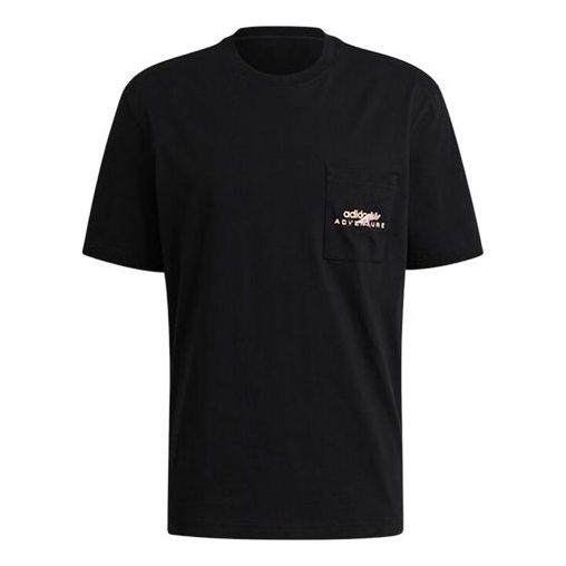 adidas originals Adv Pkt Logo Teeee Casual Sports Round Neck Breathable Short Sleeve Black GN2363