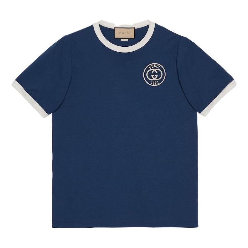 Gucci Cotton Jersey T-Shirt With Gucci Embroidery 'Blue' 727694-XJFV8-4030