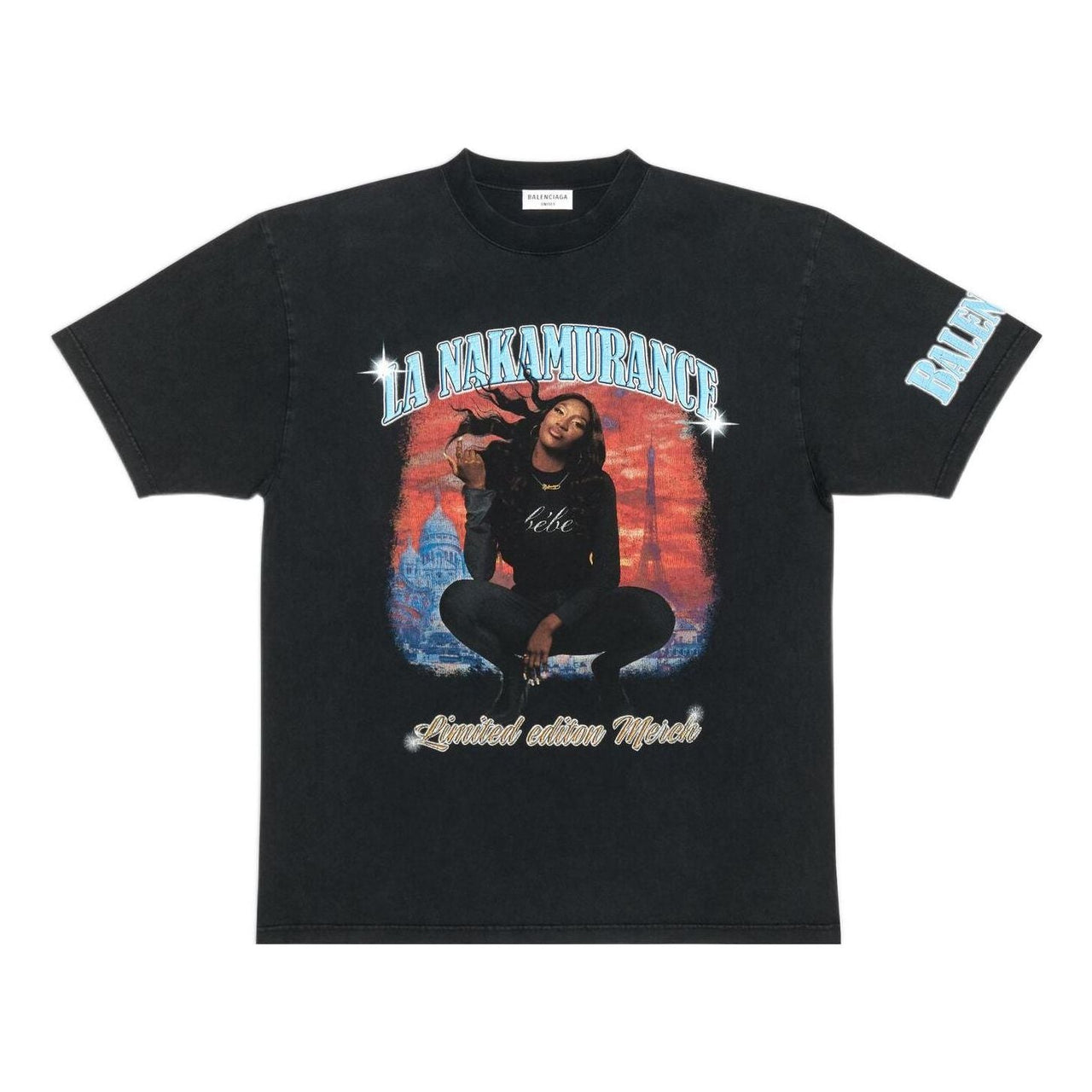 Balenciaga Music Aya Nakamura Merch T-shirt Large Fit 'Black' 641655TMV861055