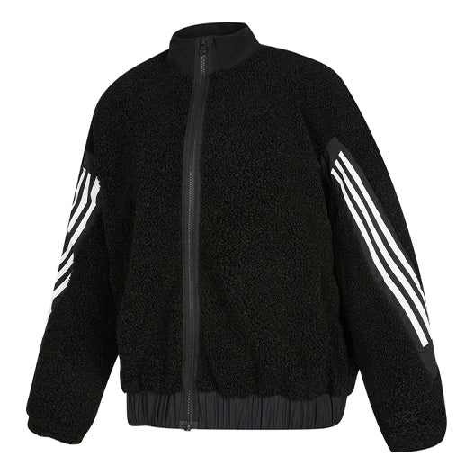 (WMNS) adidas Contrasting Colors Stripe Jacket Black HM7455