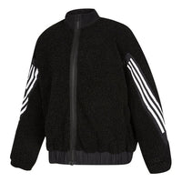 (WMNS) adidas Contrasting Colors Stripe Jacket Black HM7455