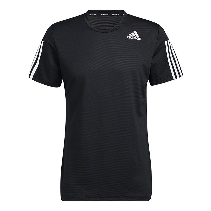 adidas Aero3s Tee Pb Stripe Sports Short Sleeve Black GQ2159