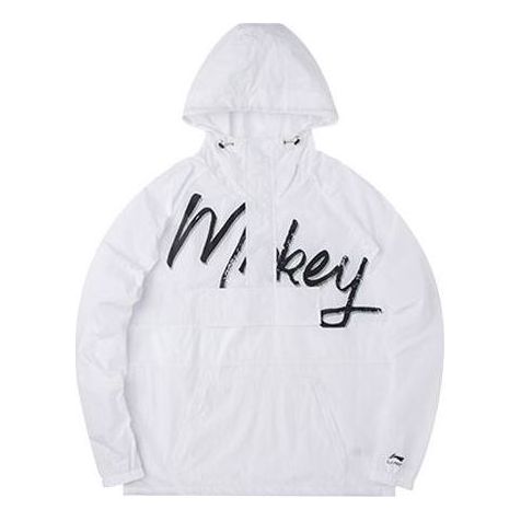 Li-Ning x Disney Graphic Half Zip Hooded Jacket 'White Black' AFDQ409-1