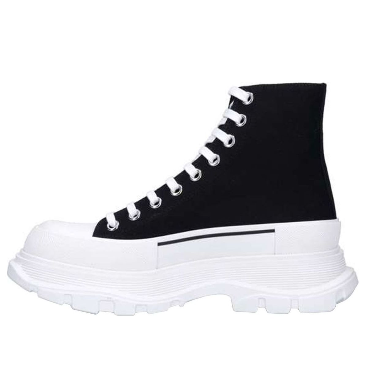 Alexander McQueen Canvas Tread Slick High Top Sneakers 'Black White' 604254W4MV21070