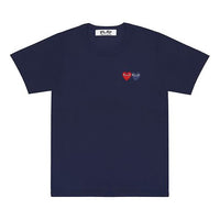 (WMNS) COMME des GARCONS PLAY Double Hearts Logo Tee 'Navy' AZ-T225-051-2