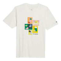 Men's adidas SS22 Pattern Printing Round Neck Short Sleeve White T-Shirt HM9247