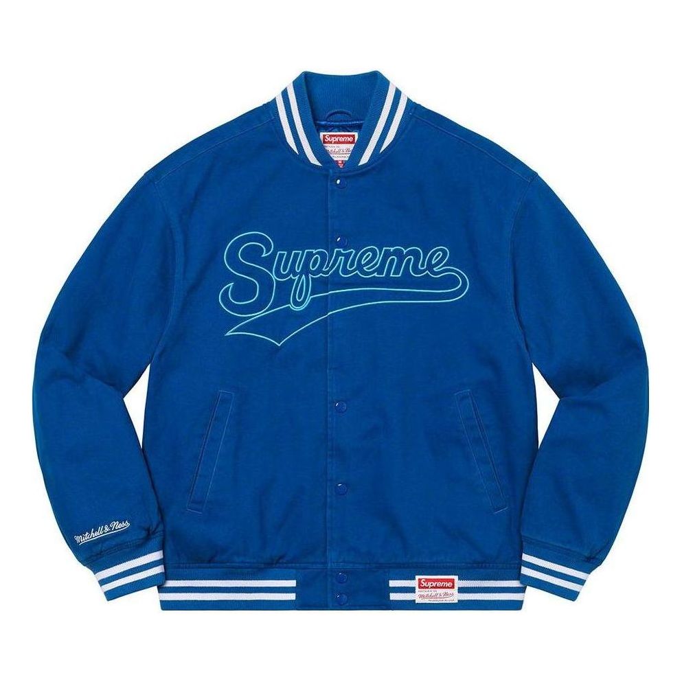 Supreme x Mitchell & Ness Doughboy Twill Varsity Jacket 'Blue White' SUP-FW22-716