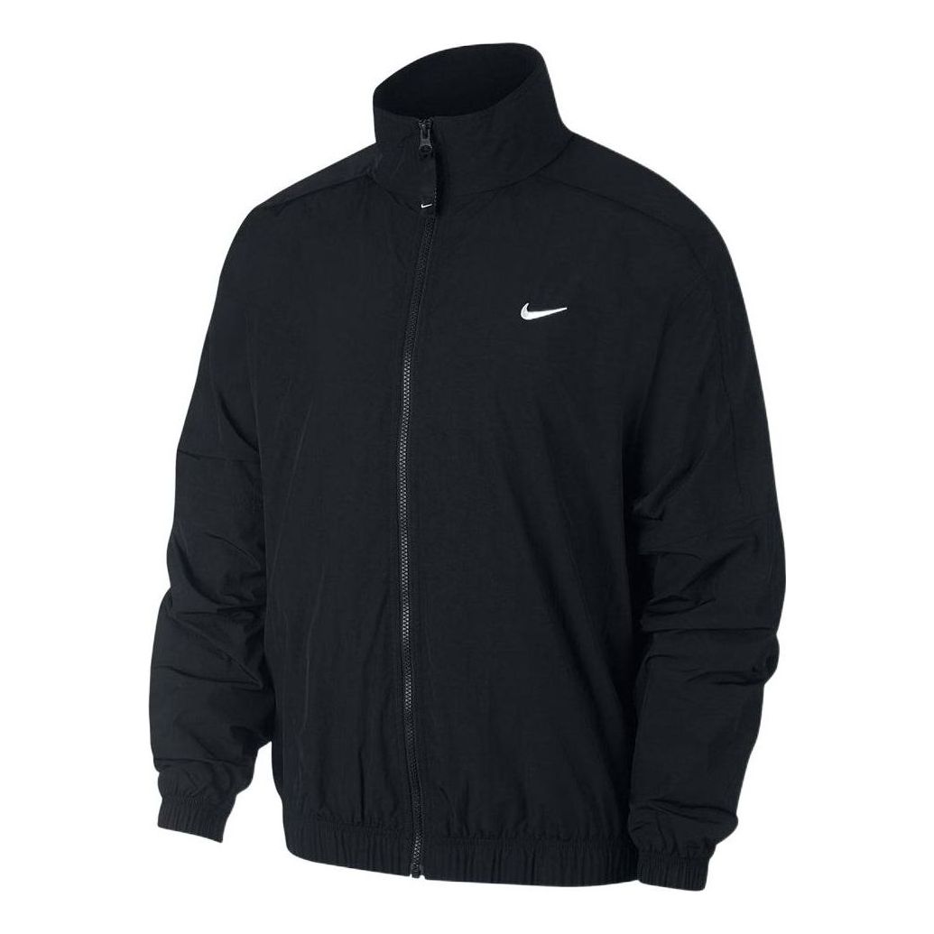 Men's Nike Lab Track Stand Collar Solid Color Logo Casual Jacket Black DB9391-010
