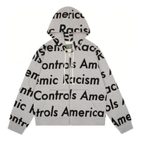 Denim Tears x Arthur Jafa Systemic Racism Controls America Zip Up Hoodie 'Grey White' 014-016-123