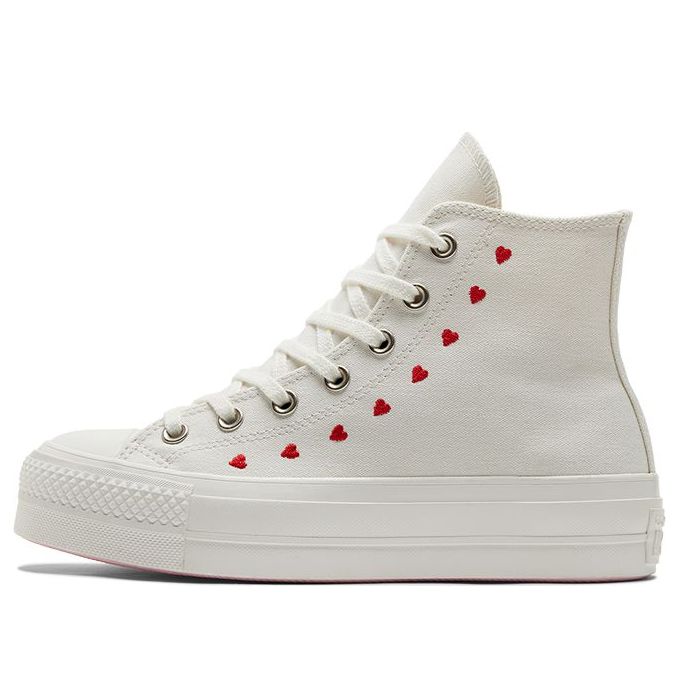 (WMNS) Converse Chuck Taylor All Star Lift Platform High 'Embroidered Hearts - White' A01599C