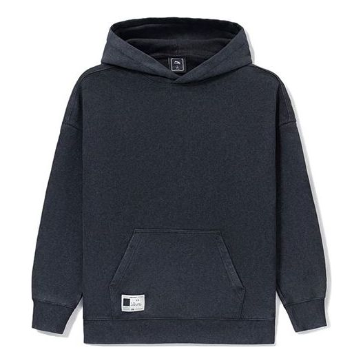 Li-Ning Sports Series Solid Color Loose Hoodie 'Black' AWDS067-8