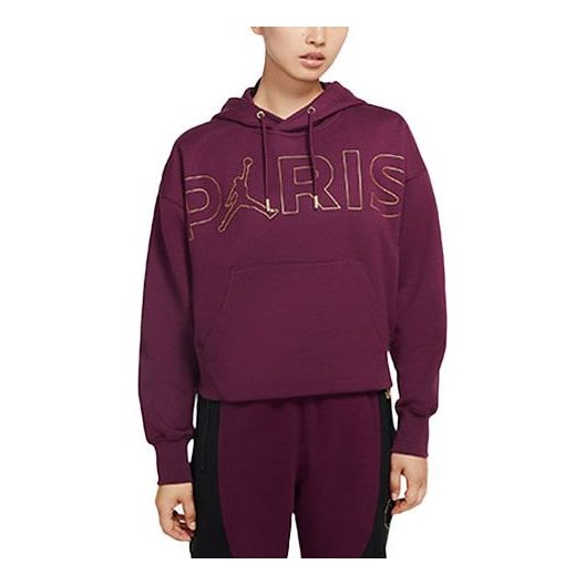 (WMNS) Air Jordan x PSG Fleece Hoodie 'Burgundy' CW3926-610