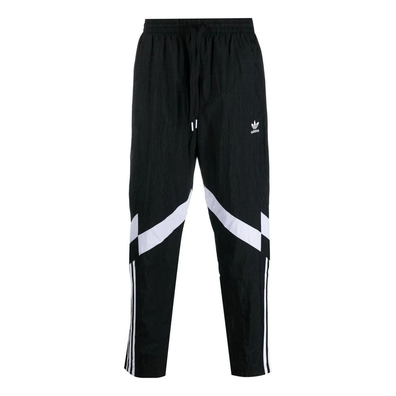 Men's adidas originals FW22 Rekive Printing Logo Stripe Drawstring Straight Sports Pants/Trousers/Joggers Black HK7325