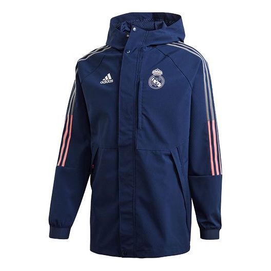 adidas REAL TRAVEL JKT Real Madrid Soccer/Football Sports Hooded Jacket Deep Blue FR3878