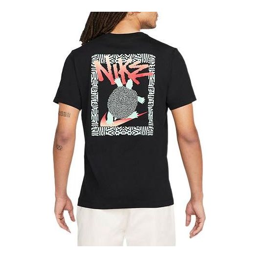 Nike Sportswear Back Alphabet Abstract Pattern Round Neck Short Sleeve Black DQ1408-010