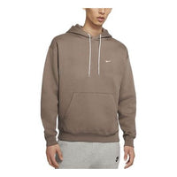 Men's Nike Logo Embroidered Solid Color Fleece Lined Casual Pullover Brown DA0316-040