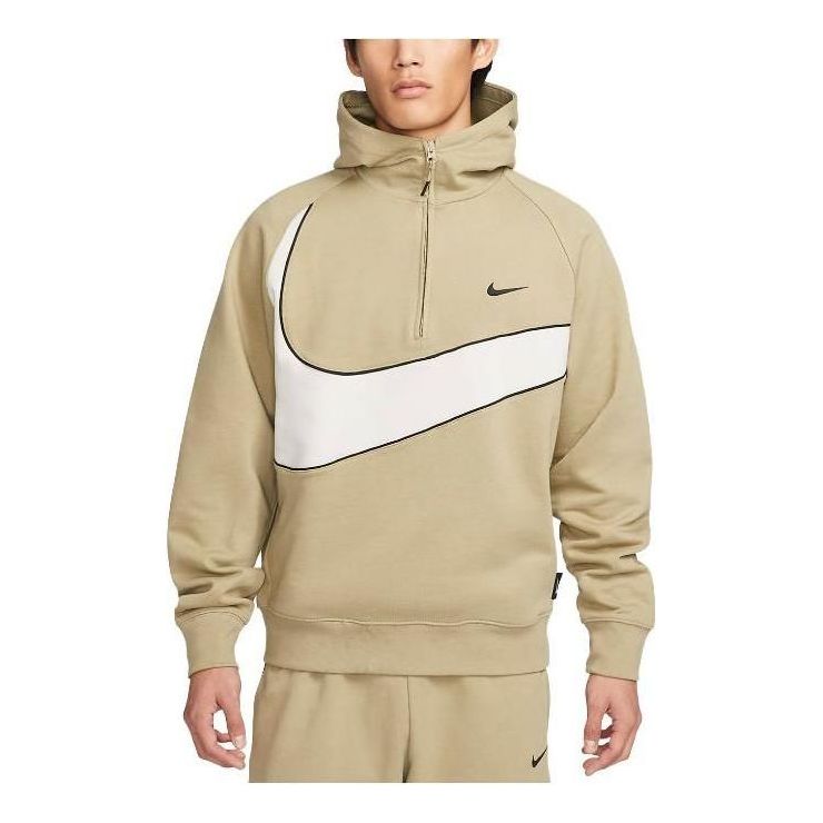 Nike Sportswear Big Swoosh Half Zip Hoodie (Asia Sizing) 'Nautral Olive Light Bone' DX0567-276