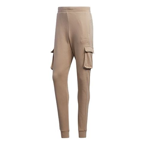 adidas originals Embossed Pant Cargo Pocket Bundle Feet Casual Sports Pants Khaki Brown GT7286