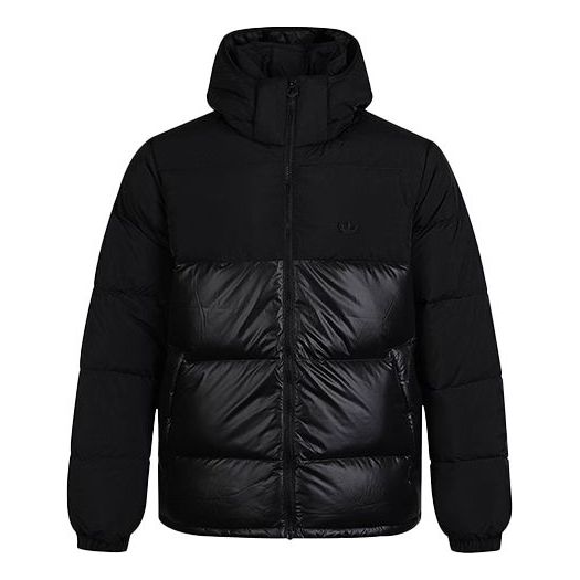 adidas originals Down Regen Puff Stay Warm Splicing Sports hooded down Jacket Black GE1324
