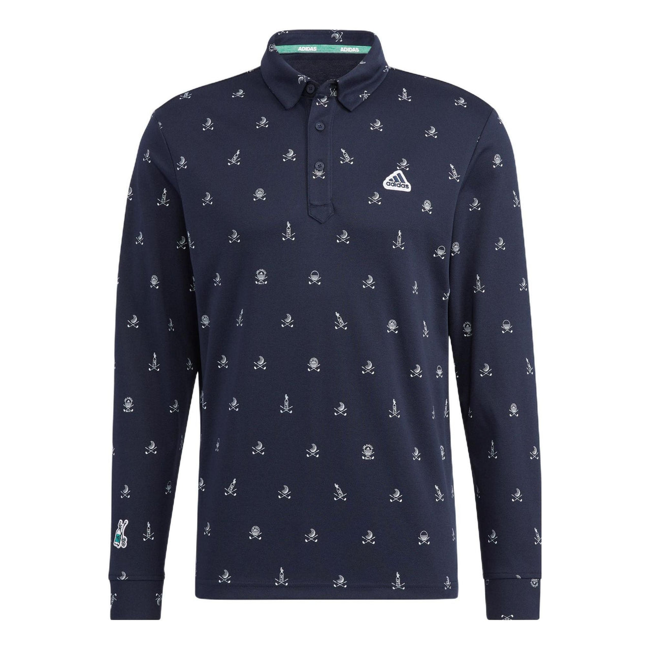 Men's adidas Solid Color Logo Full Print Sports Long Sleeves Dark Blue Shirt HG5794