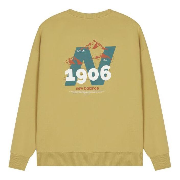 New Balance Logo Graphic Print Sweatshirt 'Yellow Green White' AMT24370-BYC